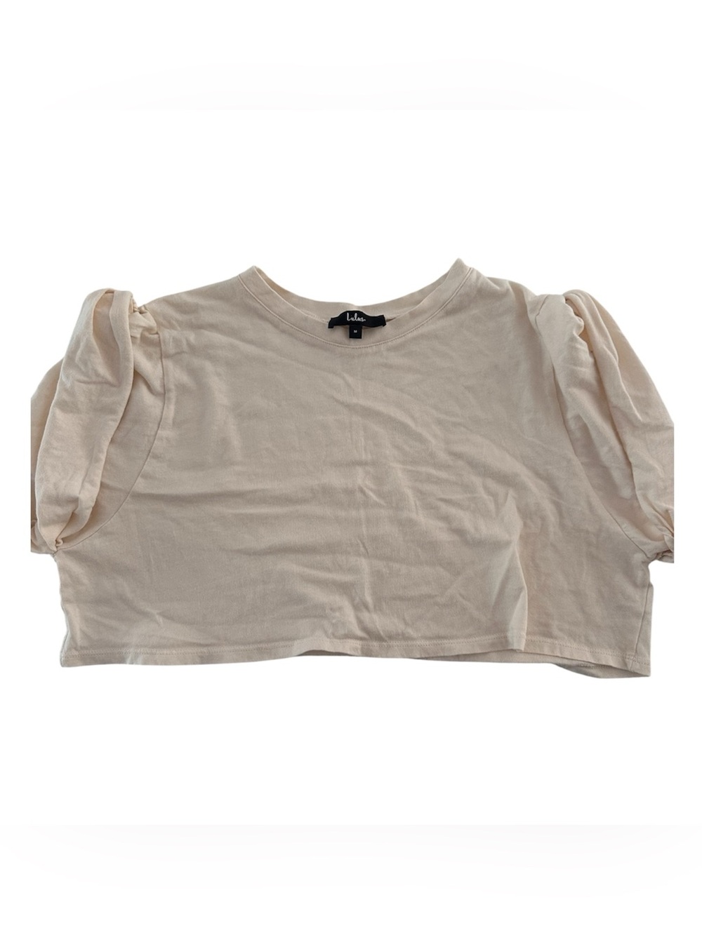 Lulu's Puff-Sleeve Cropped Tee - Cream